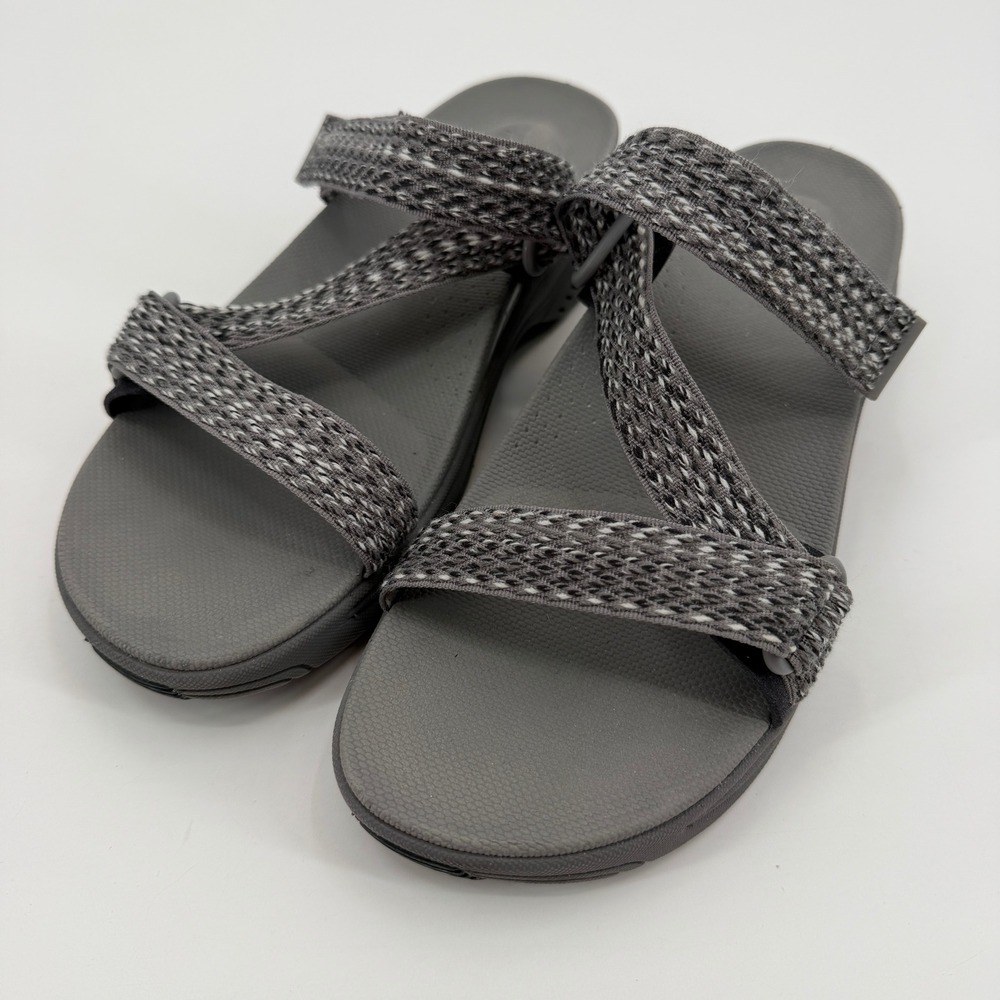 Dansko Rosette Gray Space Dye Woven Adjustable Slide Sandals Womens 39 8.5-9 US